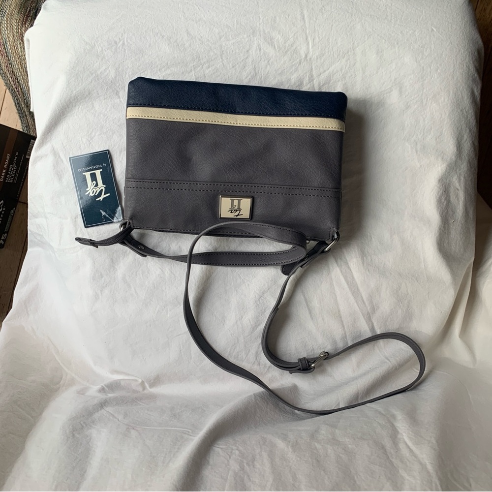Elegant Gray and Navy Messenger Bag